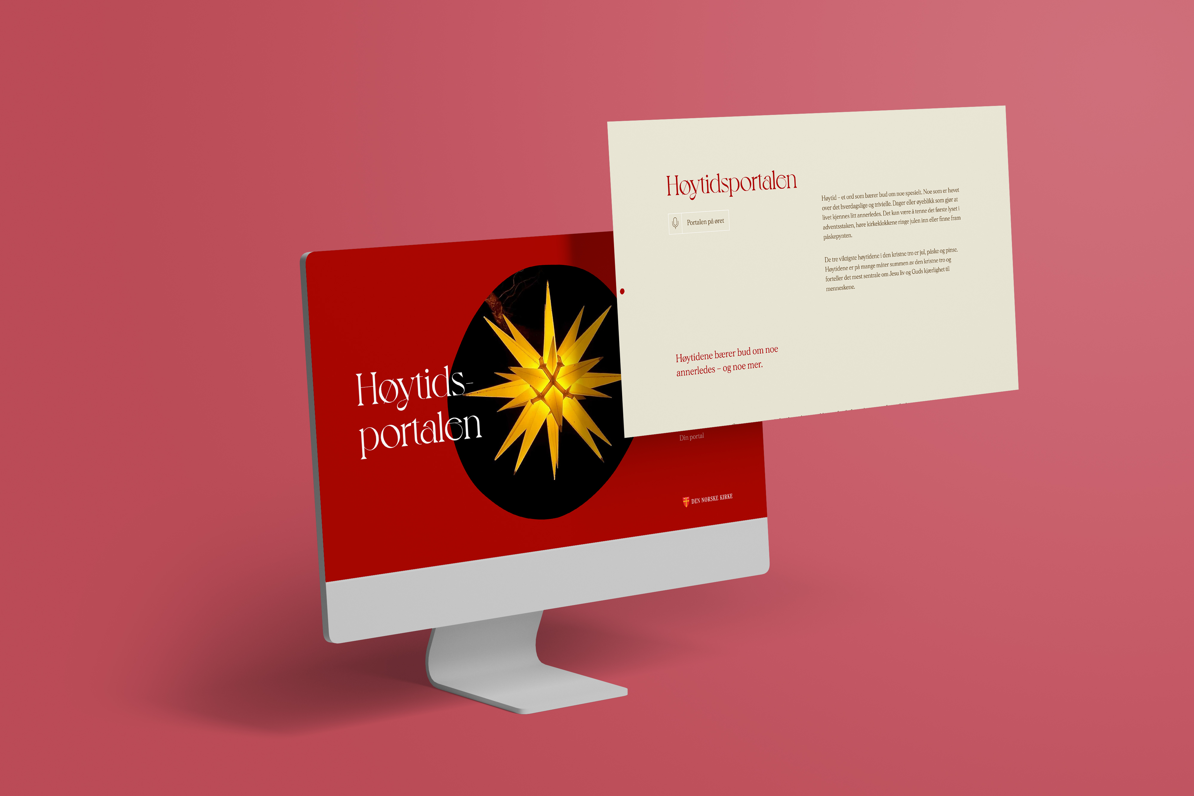 Mockup av en datamaskin som viser nettsiden til Portaler til tro