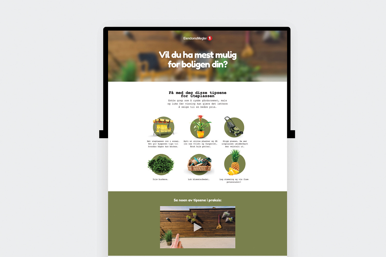 Landingsside Uteplass tips