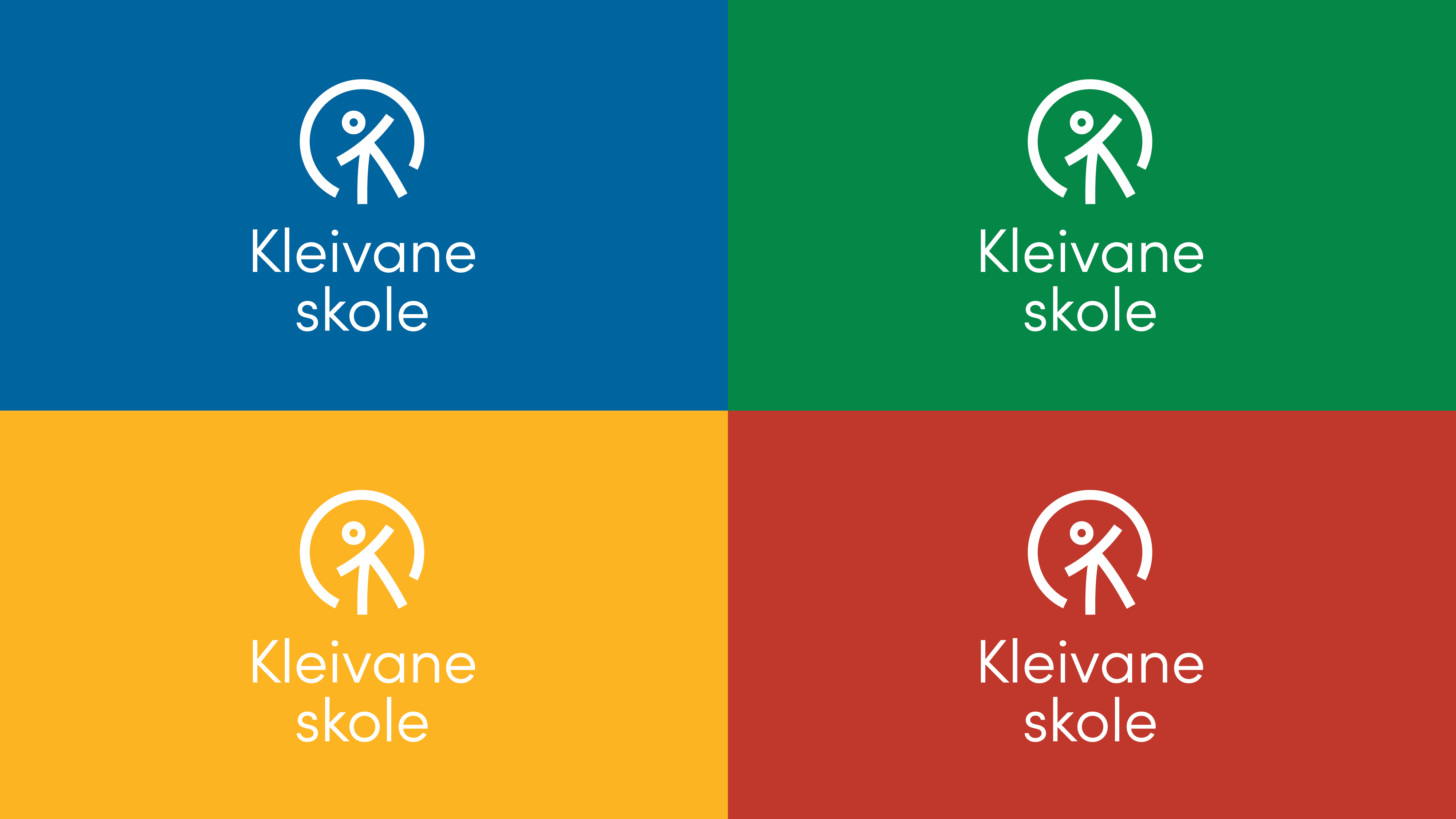 Logo med fargevarianter for Kleivane skole