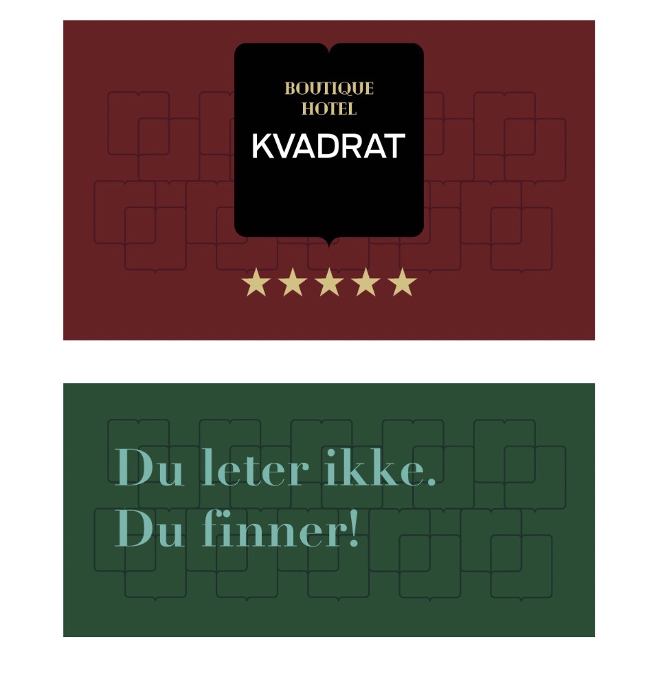 Logo for Boutique Hotel Kvadrat: Kvadrat kjøpesenter ble hotell for en helg, med 100 % fokuse på kunden.